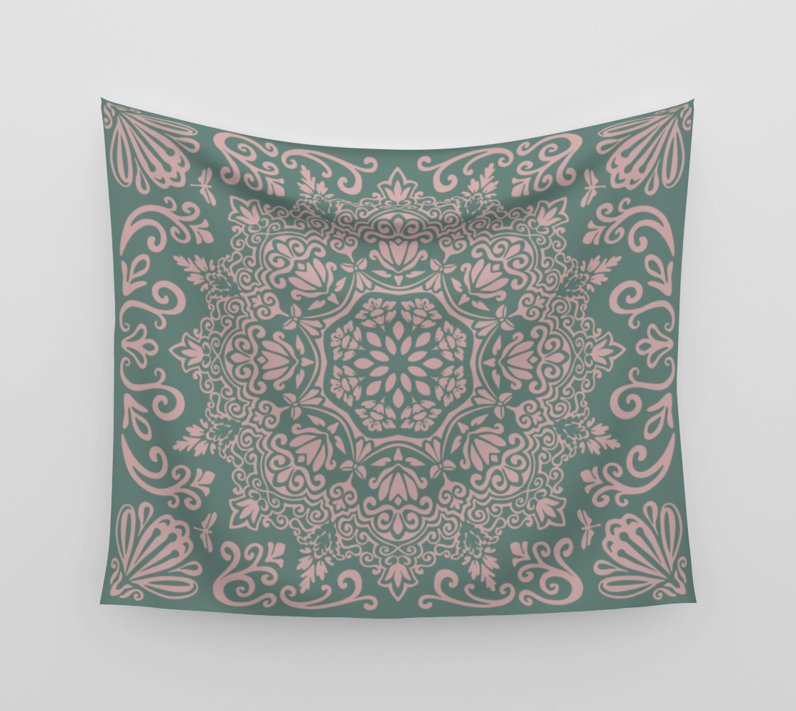 Meadow Tapestry | Sage and Blush | Botanical Mandala Wall Tapestry