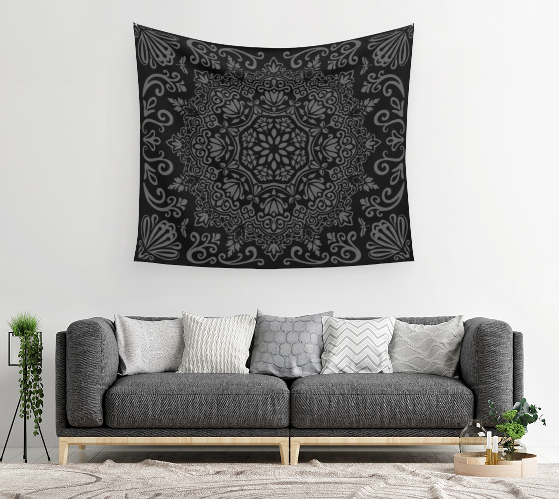 Meadow Tapestry | Midnight Velvet | Botanical Mandala Wall Tapestry