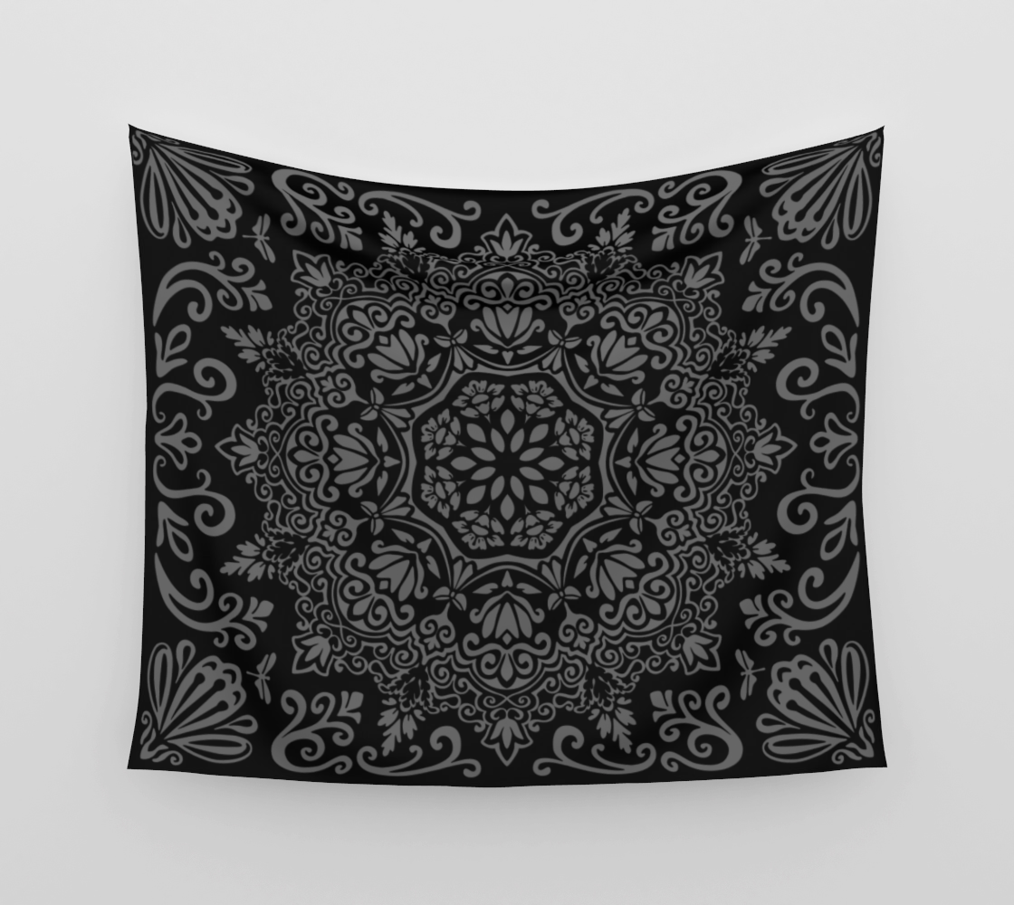 Meadow Tapestry | Midnight Velvet | Botanical Mandala Wall Tapestry