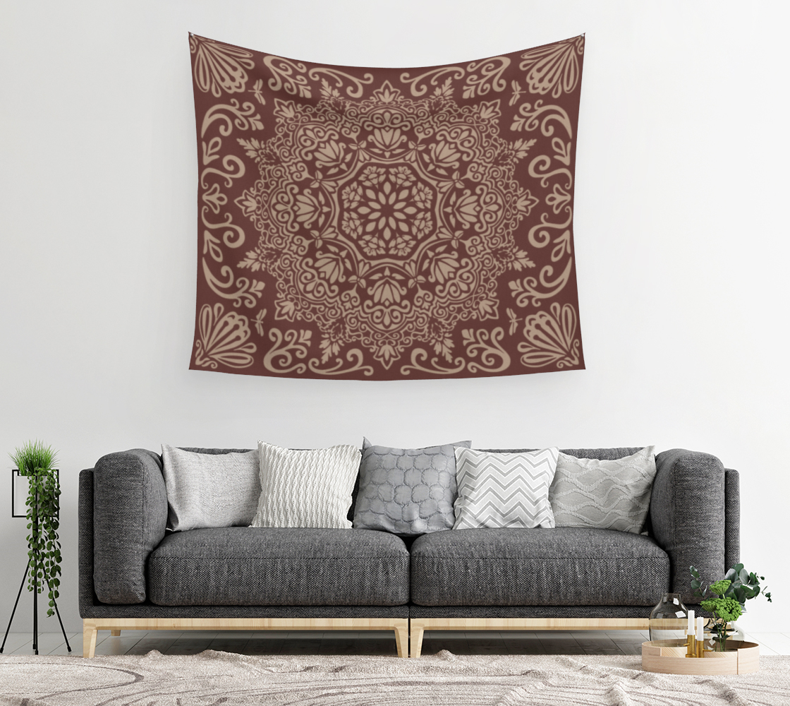Meadow Tapestry | Terra Cotta | Botanical Mandala Wall Tapestry
