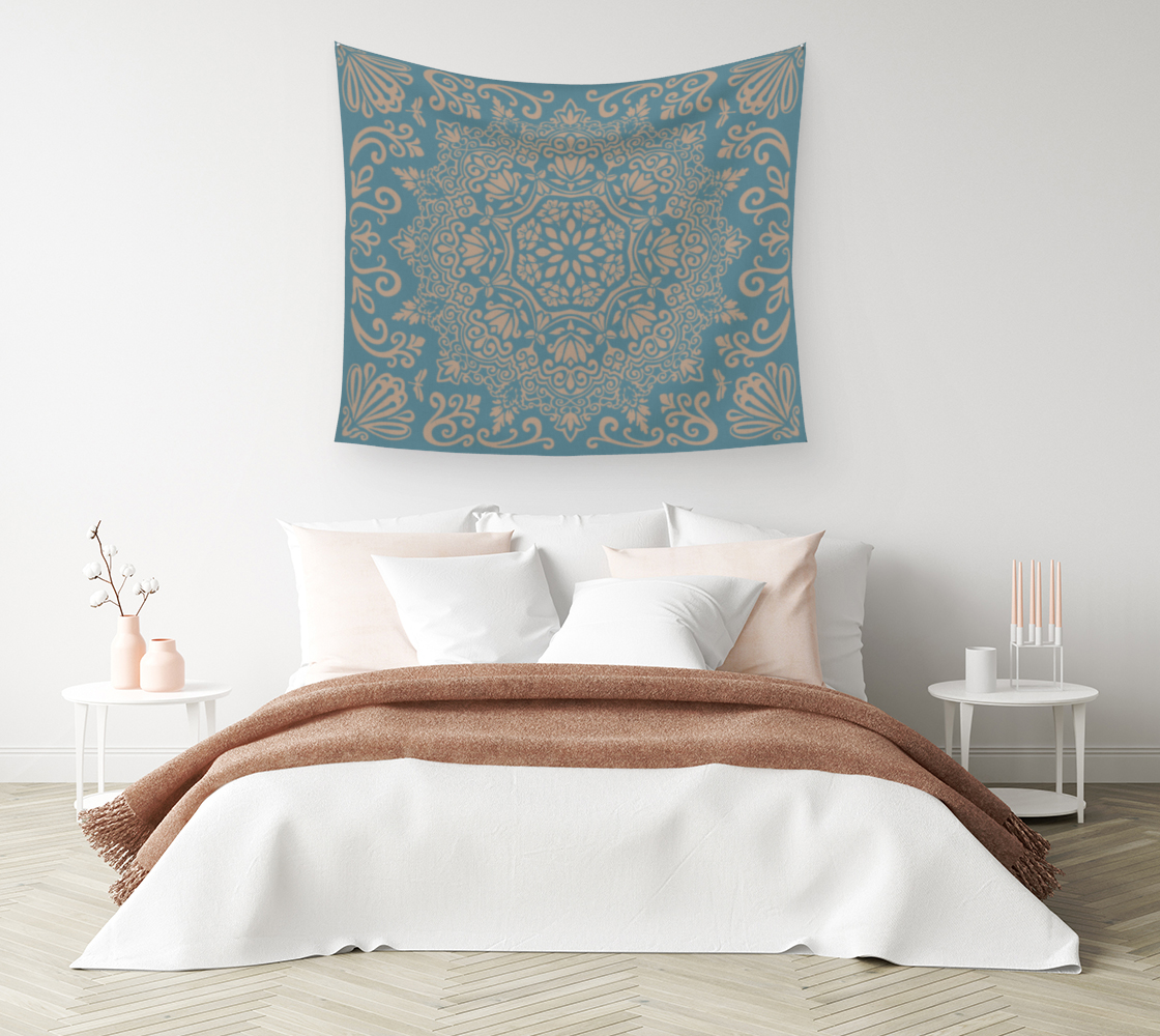 Meadow Tapestry | Ocean and Sand | Botanical Mandala Wall Tapestry
