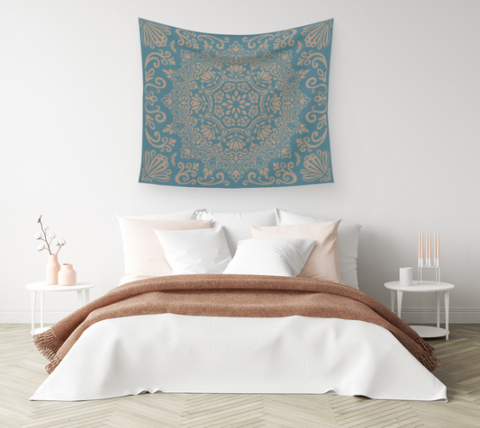Meadow Tapestry | Ocean and Sand | Botanical Mandala Wall Tapestry