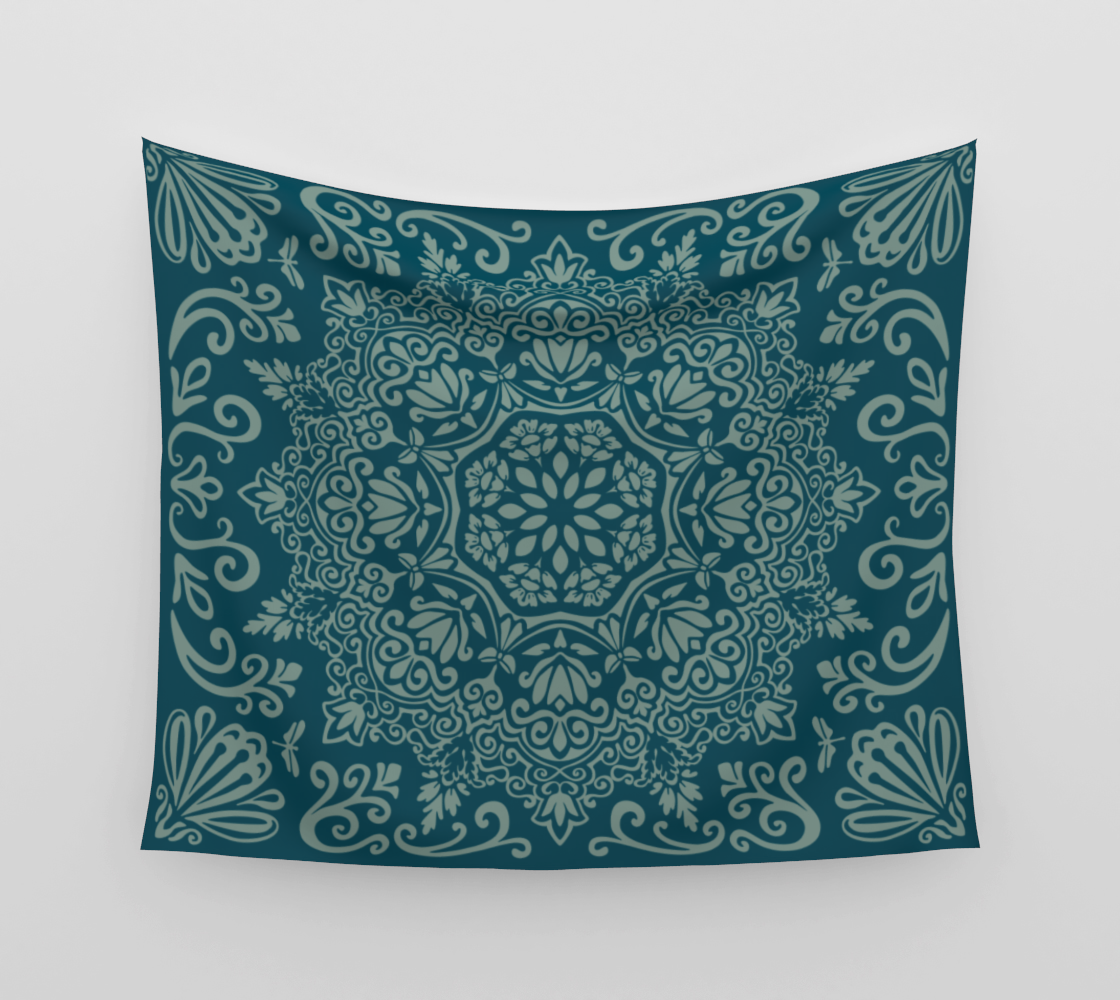 Meadow Tapestry | Blue Pine | Botanical Mandala Wall Tapestry