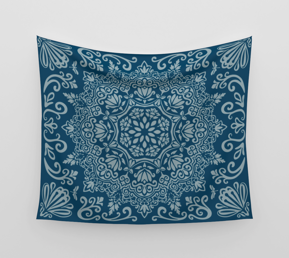 Meadow Tapestry | Indigo Dive | Botanical Mandala Wall Tapestry