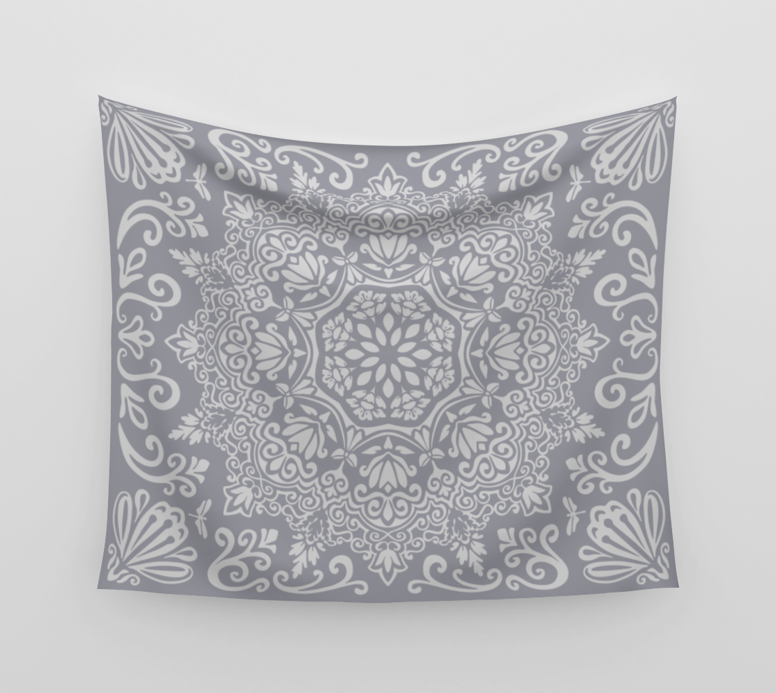 Meadow Tapestry | Silver Skies | Botanical Mandala Wall Tapestry