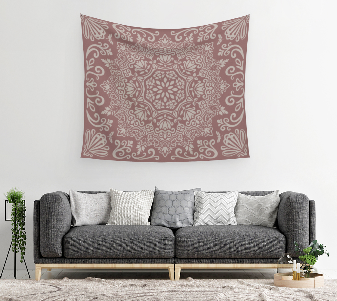Meadow Tapestry | Rosewood Blush | Botanical Mandala Wall Tapestry