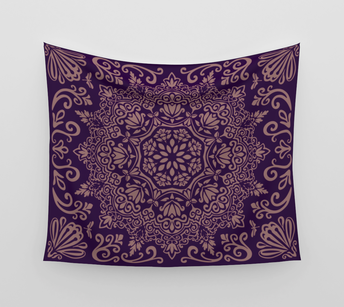 Meadow Tapestry | Plum and Rose | Botanical Mandala Wall Tapestry