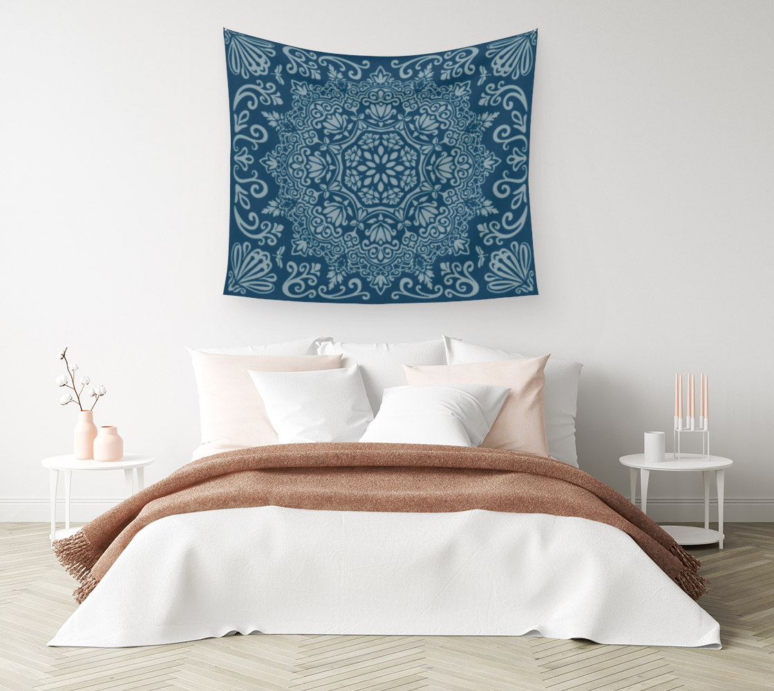 Meadow Tapestry | Indigo Dive | Botanical Mandala Wall Tapestry