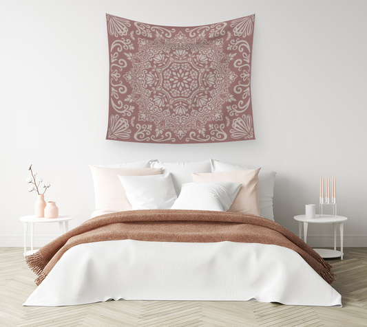 Meadow Tapestry | Rosewood Blush | Botanical Mandala Wall Tapestry