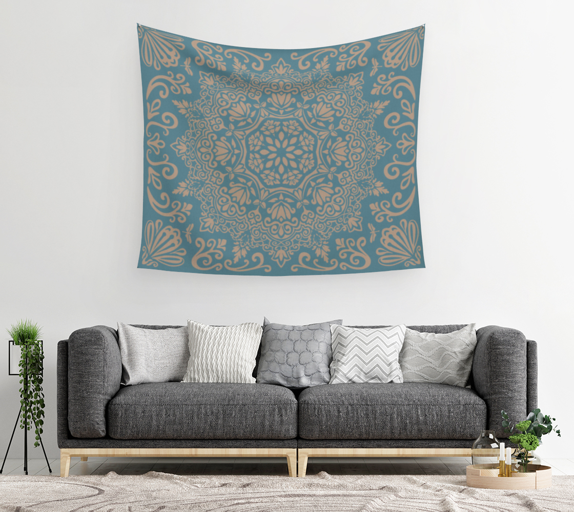 Meadow Tapestry | Ocean and Sand | Botanical Mandala Wall Tapestry
