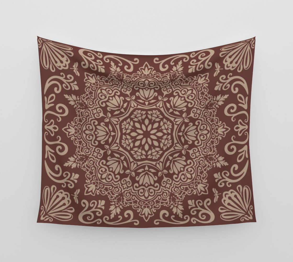 Meadow Tapestry | Terra Cotta | Botanical Mandala Wall Tapestry