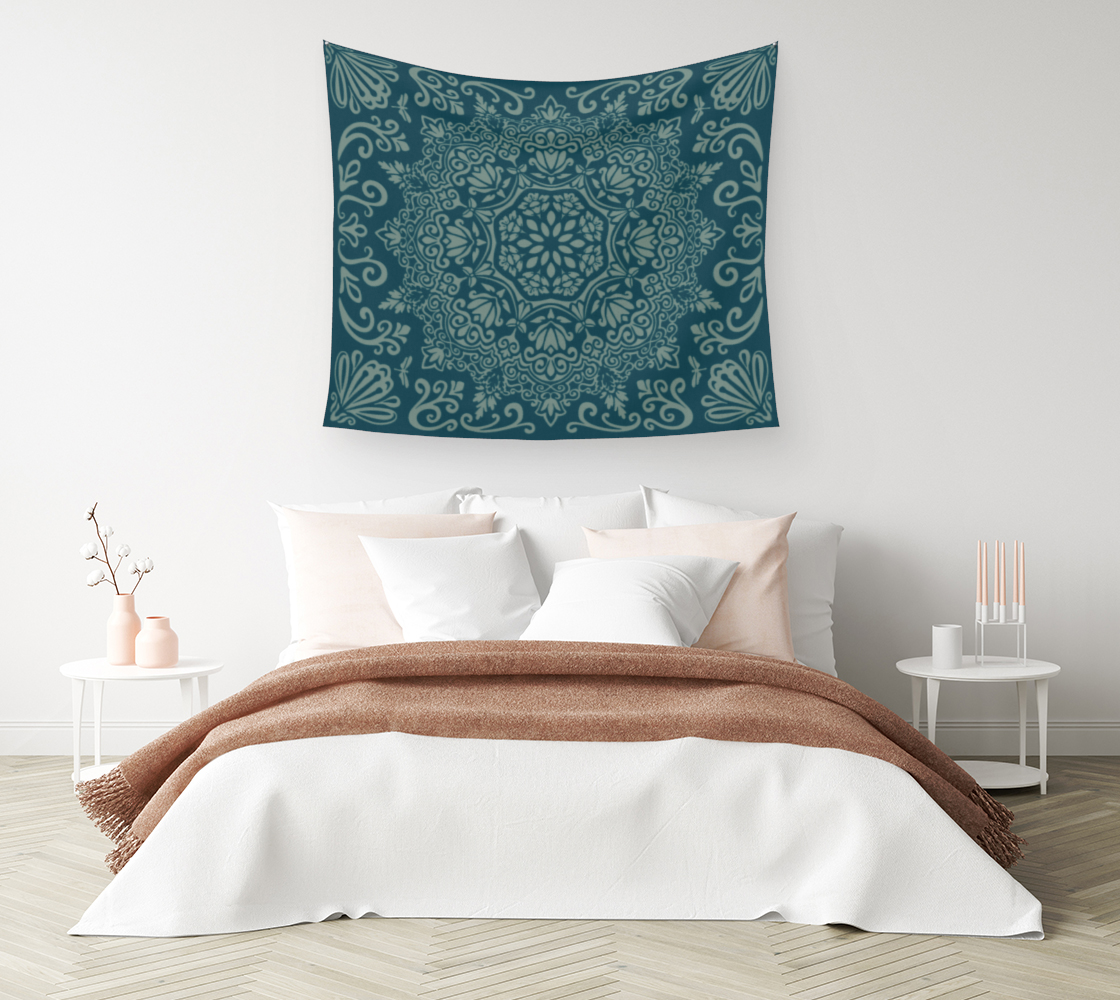 Meadow Tapestry | Blue Pine | Botanical Mandala Wall Tapestry