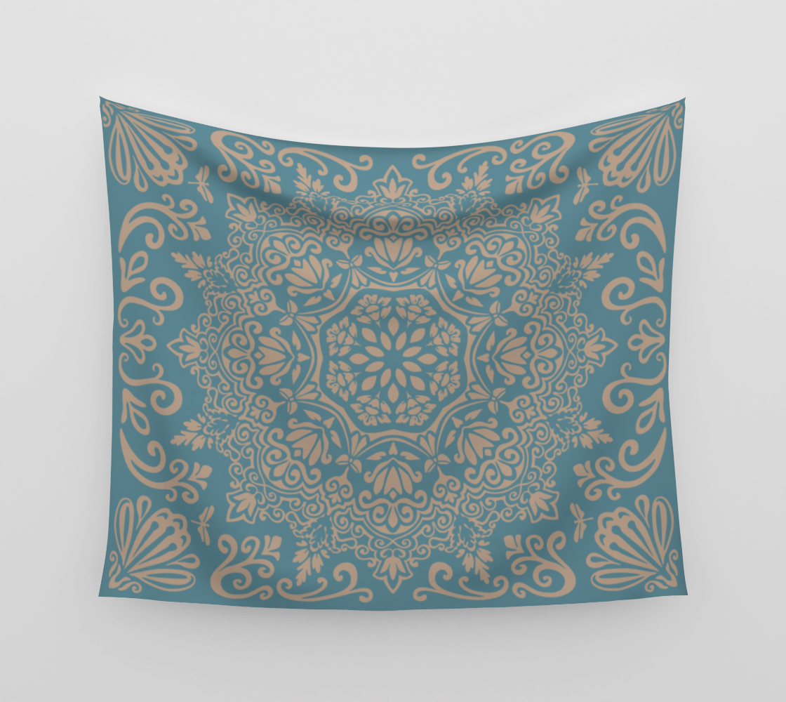 Meadow Tapestry | Ocean and Sand | Botanical Mandala Wall Tapestry